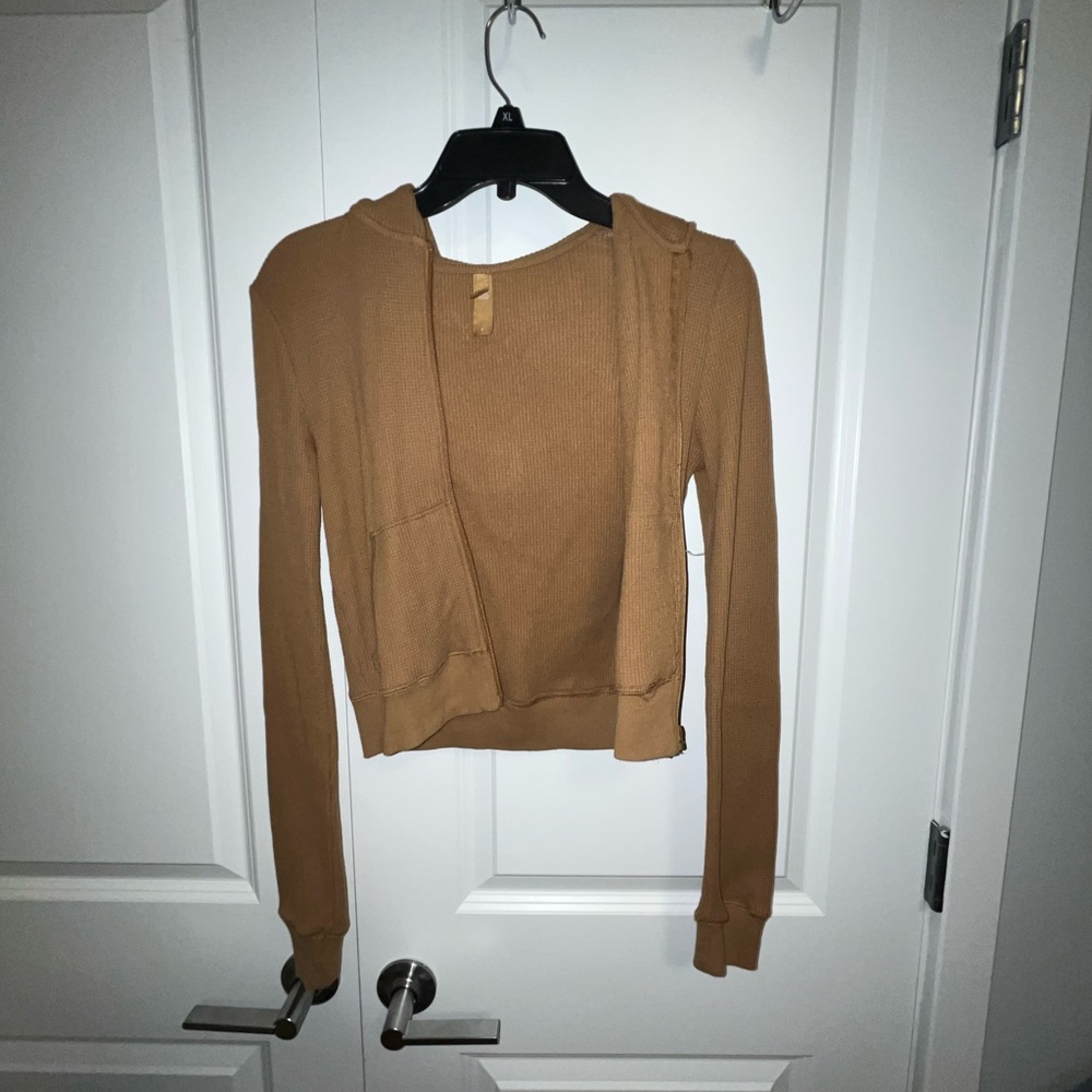 Skims limited edition waffle zip up in ochre-size small